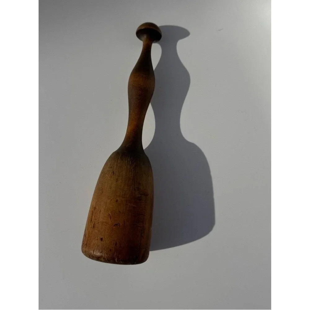 Antique 1950s Muddler Pestle Wooden Natural Brown Sculptural Rustic Kitchen